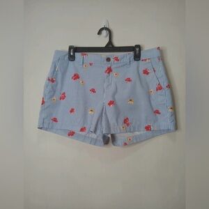 Old Navy Floral Everyday Shorts Blue Stripe Size 10